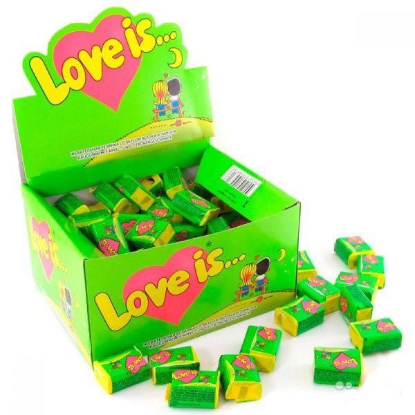 Жувальна гумка Love is Яблуко-Лимон 100 шт. оригінальні жуйки Лав із яблучно-лимонний смак великий блок
