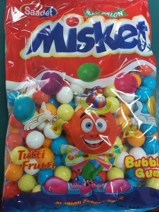 Жувальна гумка Misket 1 кг кульки асорті для вендінгових апаратів оригінальні жуйки Міскет фруктовий мікс великий пакет