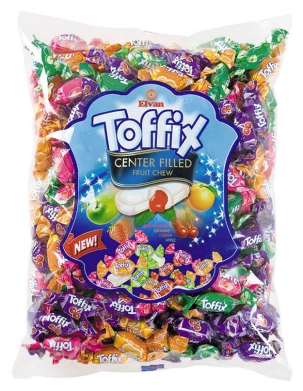 Жувальні цукерки Toffix Mix 1 кг фруктові цукерки Тоффікс асорті Elvan великий пакет