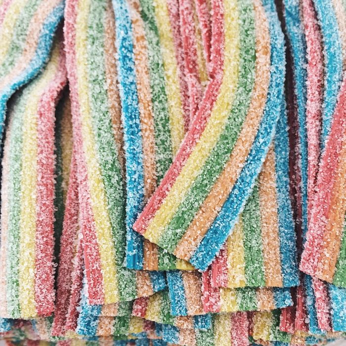 Жувальні цукерки Jellopy Licorice Lico Rico Belt 1.5 кг мармеладні пластинки різнокольорові стрічки в цукрі зі щипчиками 150 шт.