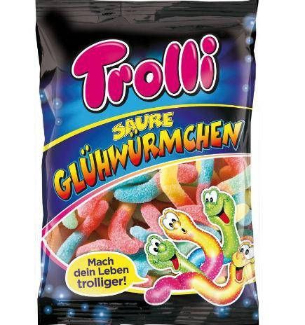 Жувальний мармелад Trolli Sour Glow Worms (Кислі Світлячки / Черв'ячки) — 1 кг у фірмовому мега-пакованні