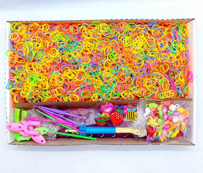 Набір резинок для плетіння браслетів Fashion loom bands set 7000 шт великий набір для творчості з верстатом, шарміками та намистинами