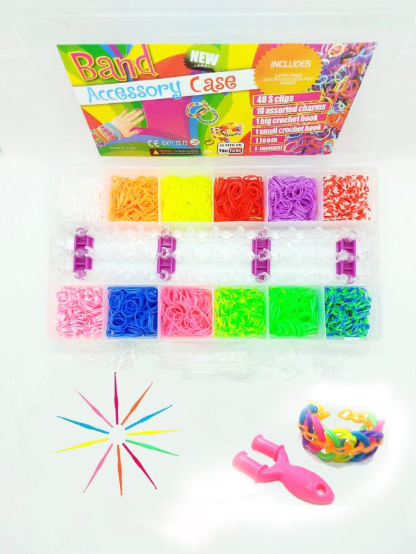 Набір резинок для плетіння браслетів Loom Bands 2400 шт 12 кольорів набір для творчості в пластиковому кейсі
