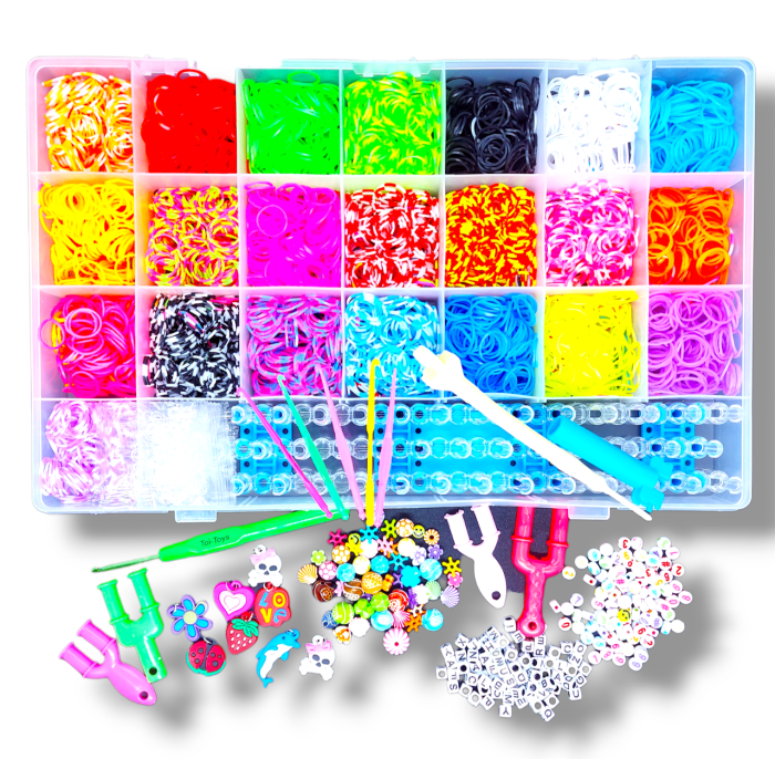 Набір резинок для плетіння браслетів Fashion loom bands set 5000 шт великий набір для творчості з розбірним верстатом, металевим гачком та літерами