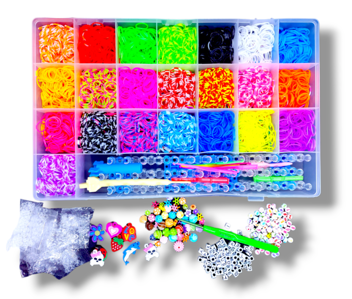 Набір резинок для плетіння браслетів Fashion loom bands set 5000 шт великий набір для творчості з розбірним верстатом, металевим гачком та літерами