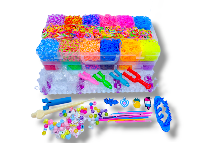 2 ярусний набір резинок для плетіння браслетів Fashion loom bands set 12000 резинок з аксесуарами