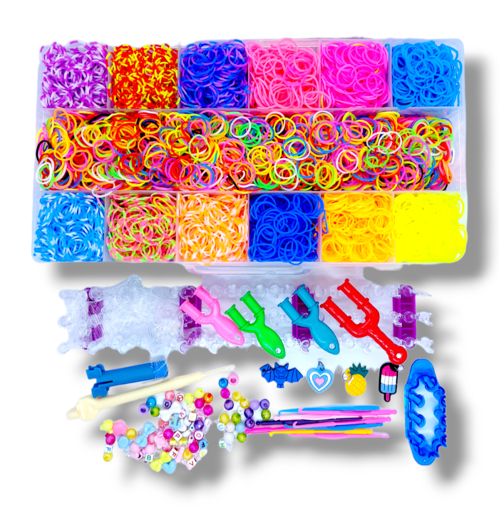 2 ярусний набір резинок для плетіння браслетів Fashion loom bands set 12000 резинок з аксесуарами