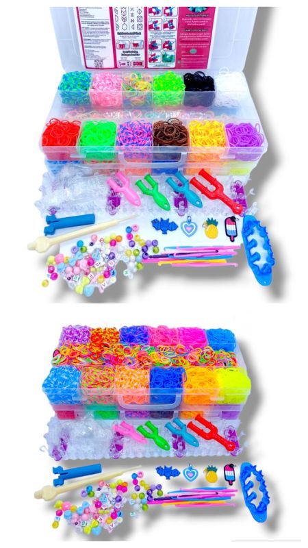 2 ярусний набір резинок для плетіння браслетів Fashion loom bands set 12000 резинок з аксесуарами