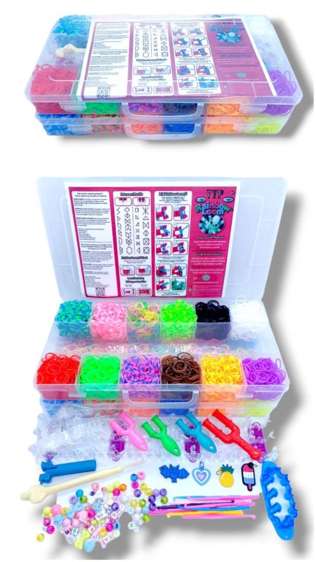 2 ярусний набір резинок для плетіння браслетів Fashion loom bands set 12000 резинок з аксесуарами