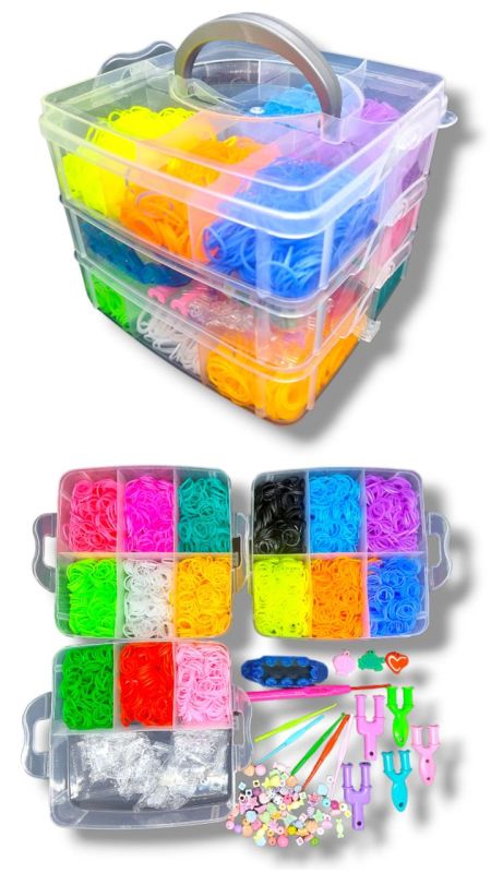 Набір резинок для плетіння браслетів Fashion loom bands Euro 5000 шт великий 3-ярусний набір для творчості