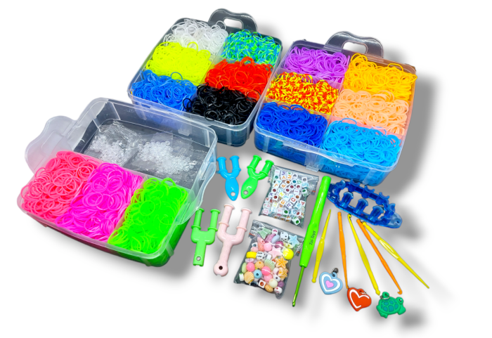 Великий 3-ярусний набір гумок для плетіння браслетів Fashion loom bands Euro 10000