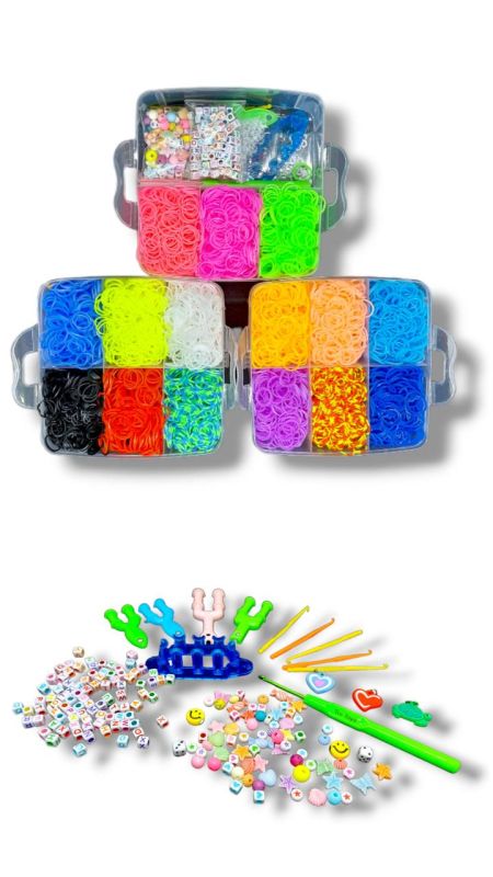 Великий 3-ярусний набір гумок для плетіння браслетів Fashion loom bands Euro 10000