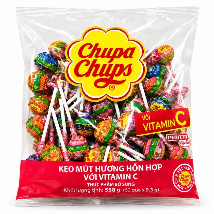 Льодяник на паличці Chupa Chups (Чупа Чупс) фруктове асорті з вітаміном C 10г х 60шт у великому м'якому пакеті