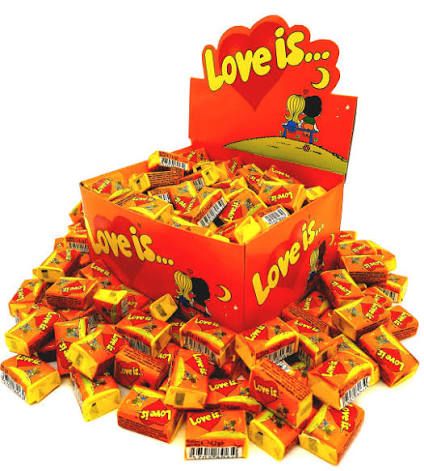 Жувальна гумка Love is... Апельсин-Ананас оригінал 100шт у фірмовому шоу-боксі Kent (Туреччина)