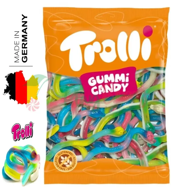Жувальний мармелад Trolli Змії (Snakes) мікс фруктових смаків 1кг у великому пакеті